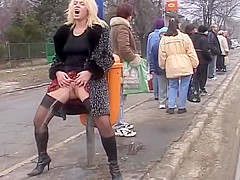 Kinky Blonde Girl Risky Pissing In Real Streets...